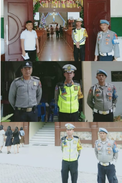 Ibadah Minggu Gereja Berjalan Aman, Kasat Lantas Polres Samosir Cek Kehadiran Personil Pengamanan. 