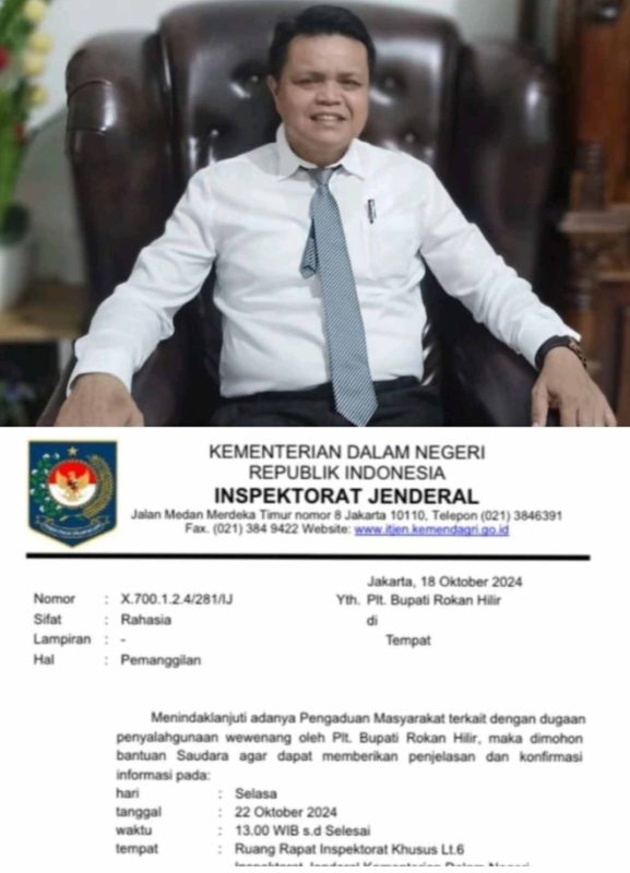 Polemik Surat Rahasia Inspektorat Jenderal Kemendagri Viral di Rohil, Ini Tanggapan Lembaga INPEST