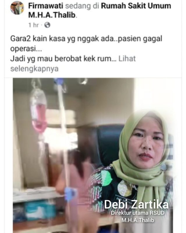 Terkait Vidio Viral di Medsos Facebook, Ini Penjelasan Deby Zartika Dirut RSUD M.H.A. Thalib