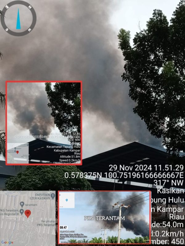 Asap Hitam Pekat dari PKS Terantam, Masyarakat Meminta DLH Kampar Turun Tangan dan APH Terkait.