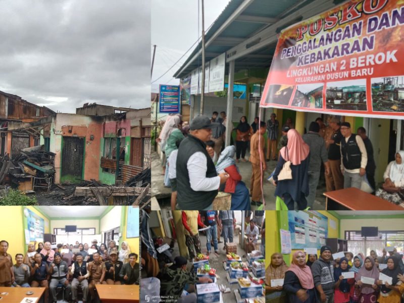Kepala Desa dan Ketua PKK Beserta Masyarakat dari Desa Pelayang Raya Beri Bantuan ke Warga Korban Kebakaran Rumah