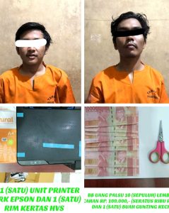 Sat Reskrim Polres Rohil Amankan Dua Pelaku Pengedaran Uang Palsu Upal di Banjar XII