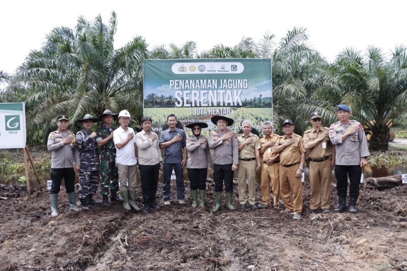 Sukseskan Program Ketahanan Pangan, Kapolres Ketapang Bersama Forkopimda Lakukan Penanaman Serentak Bibit Jagung Di Kecamatan Muara Pawan