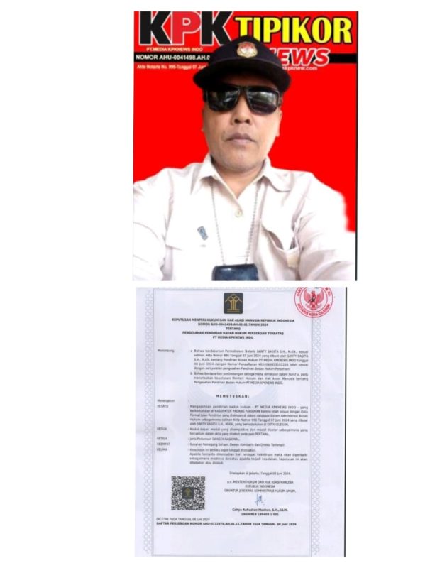 KPK Tipikor News Resmi Berbadan Hukum: Di bawah Naungan PT. Media KPKNews Indo, Milik Tomy Chandra